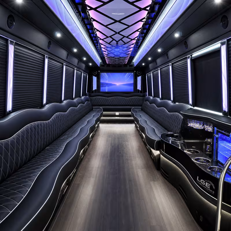 18 Passenger Party Bus Interior