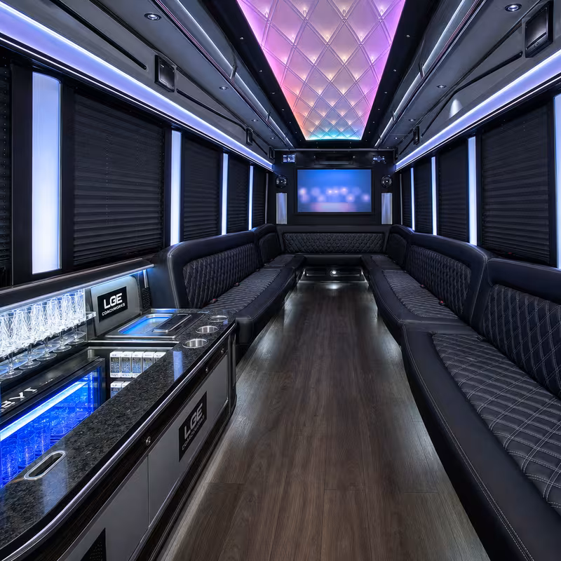 18 Passenger Party Bus Interior
