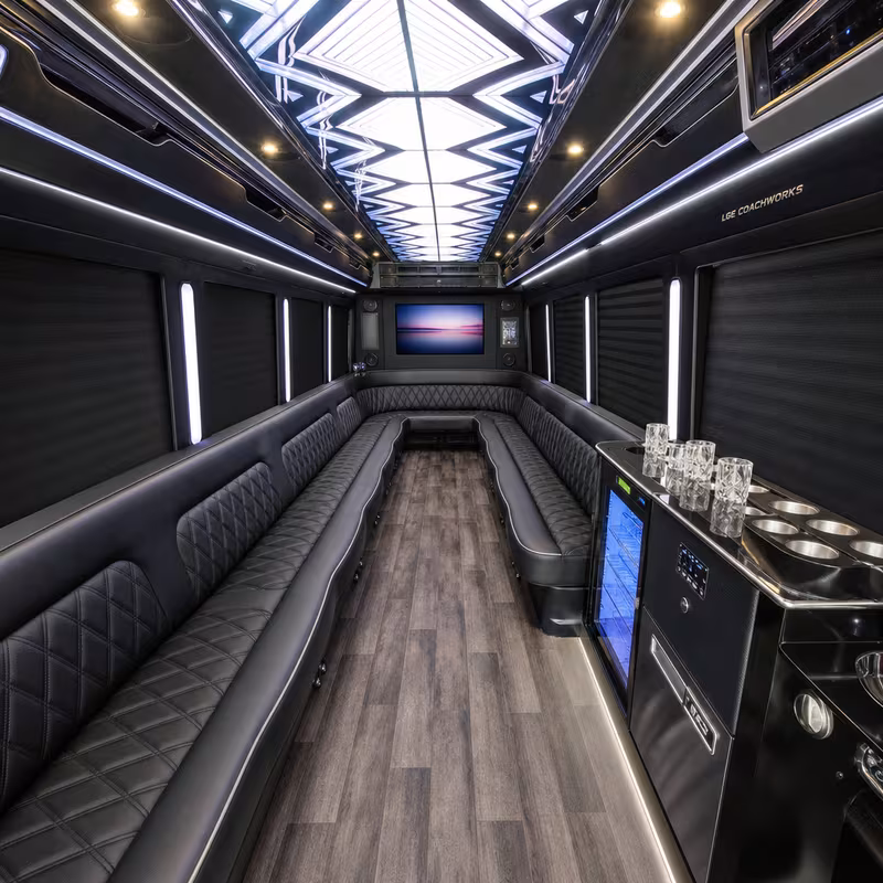 20 Passenger Party Bus Interior