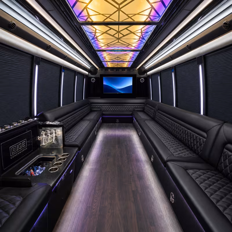 20 Passenger Party Bus Interior