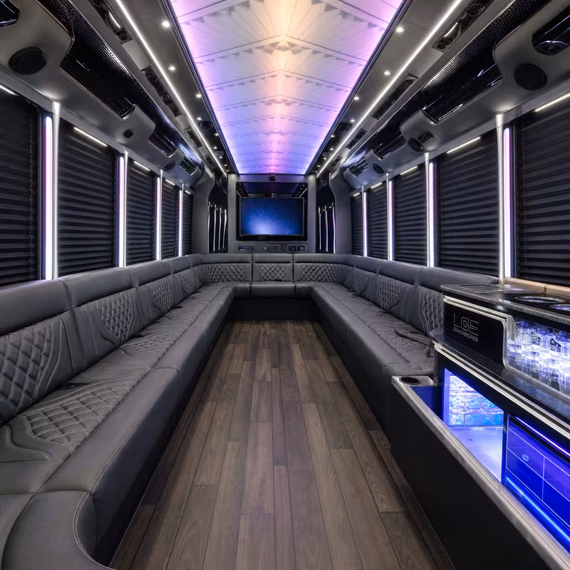28 Passenger Party Bus Interior