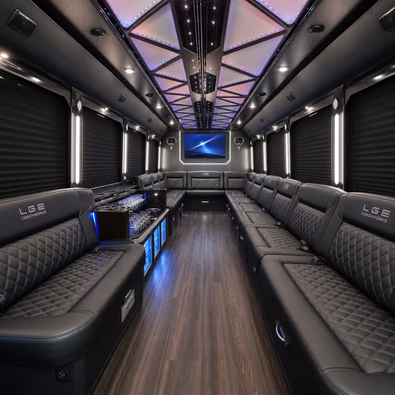 28 Passenger Party Bus Interior