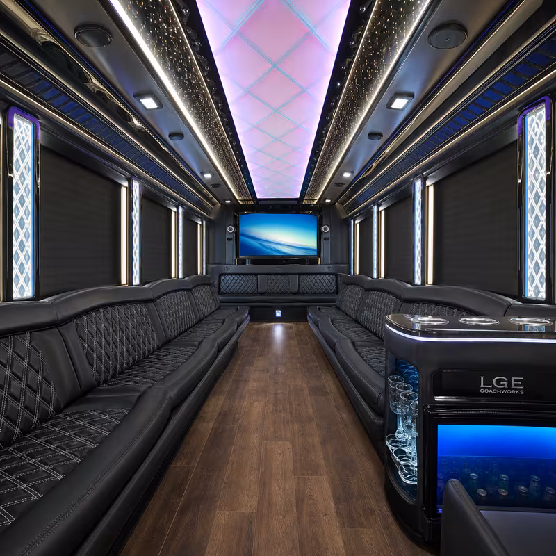 50 Passenger Party Bus Interior