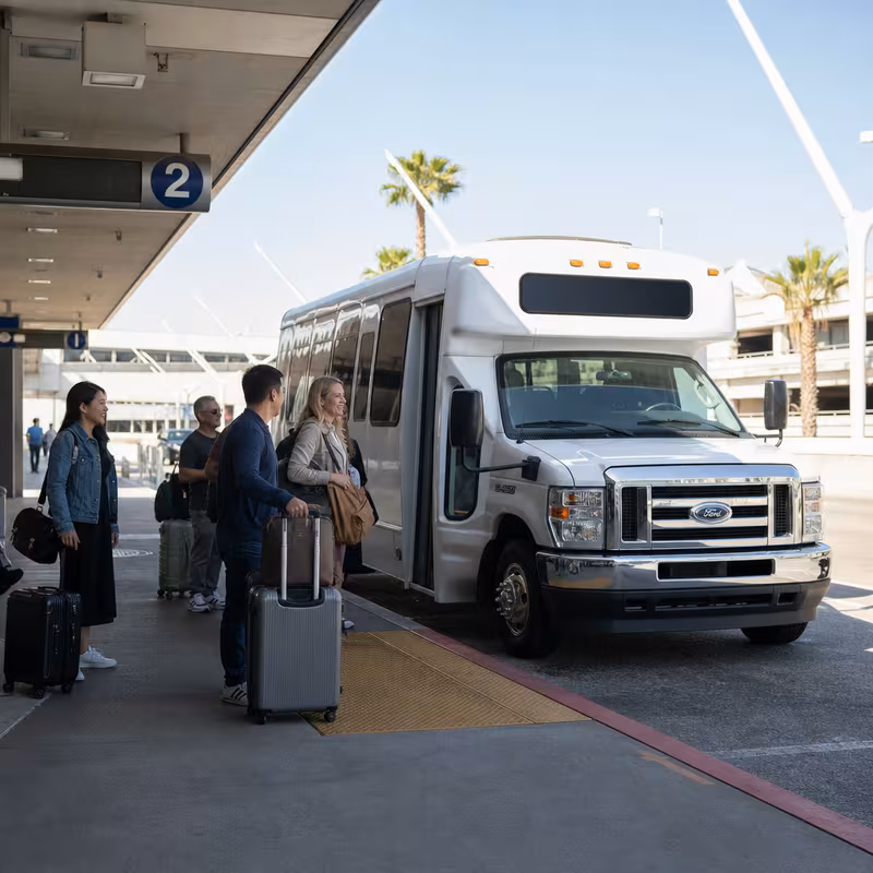 Black Mercedes Sprinter van staged for an Pasadena Airport Transportation group