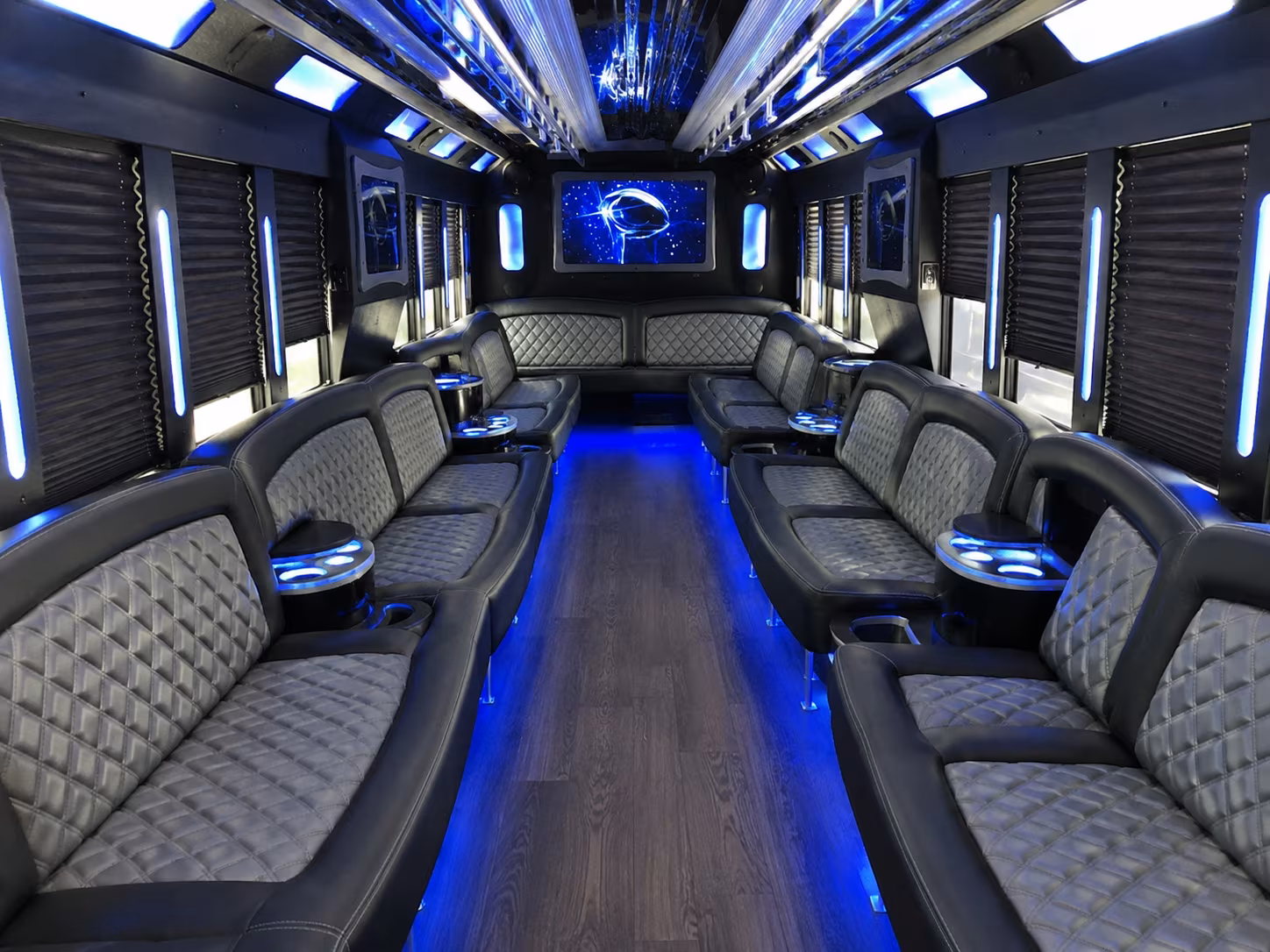 Pasadena Birthday, Sweet 16, & Quinceañera Transportation party bus interior