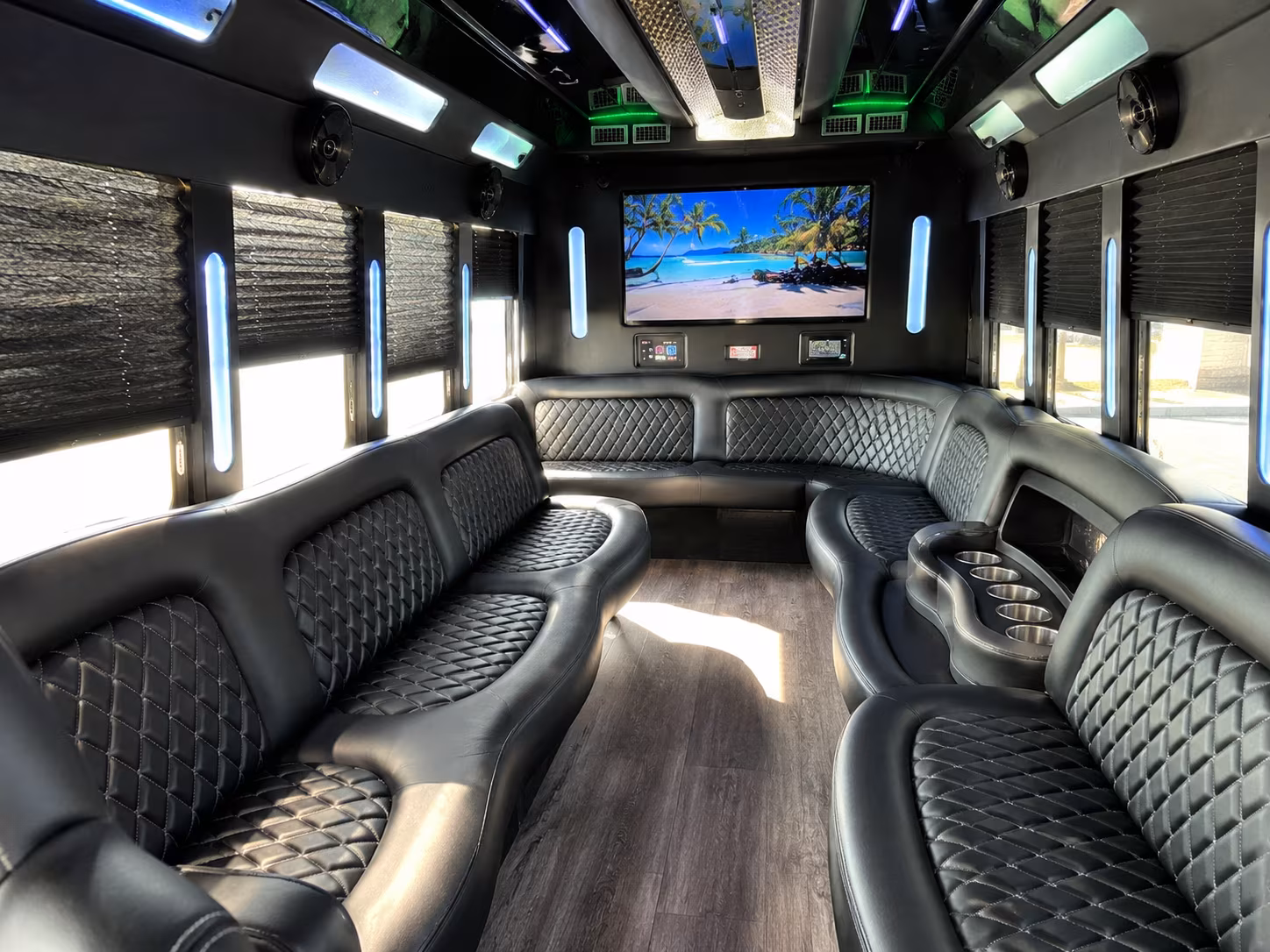 Pasadena Private Event Transportation party bus exterior