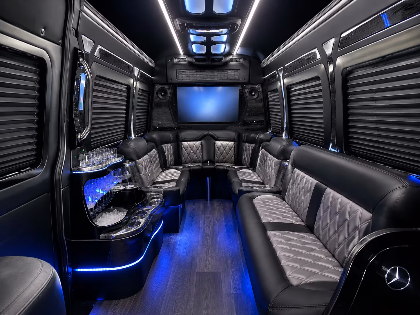 Pasadena School Event Transportation party bus exterior