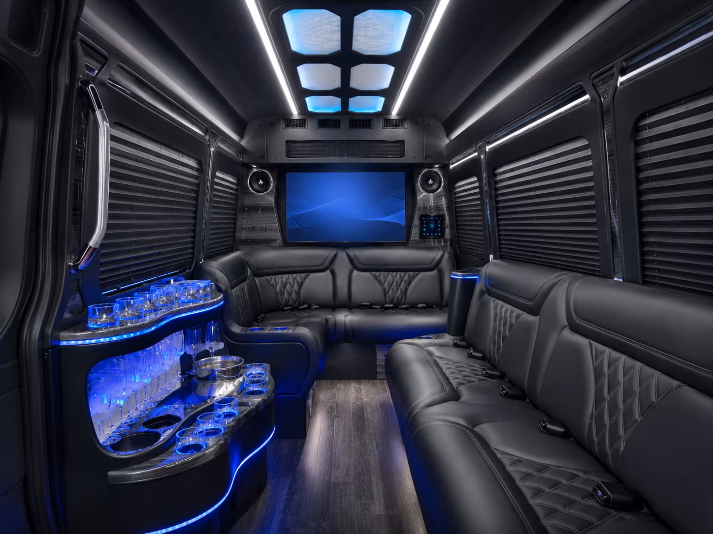 Pasadena School Event Transportation party bus exterior