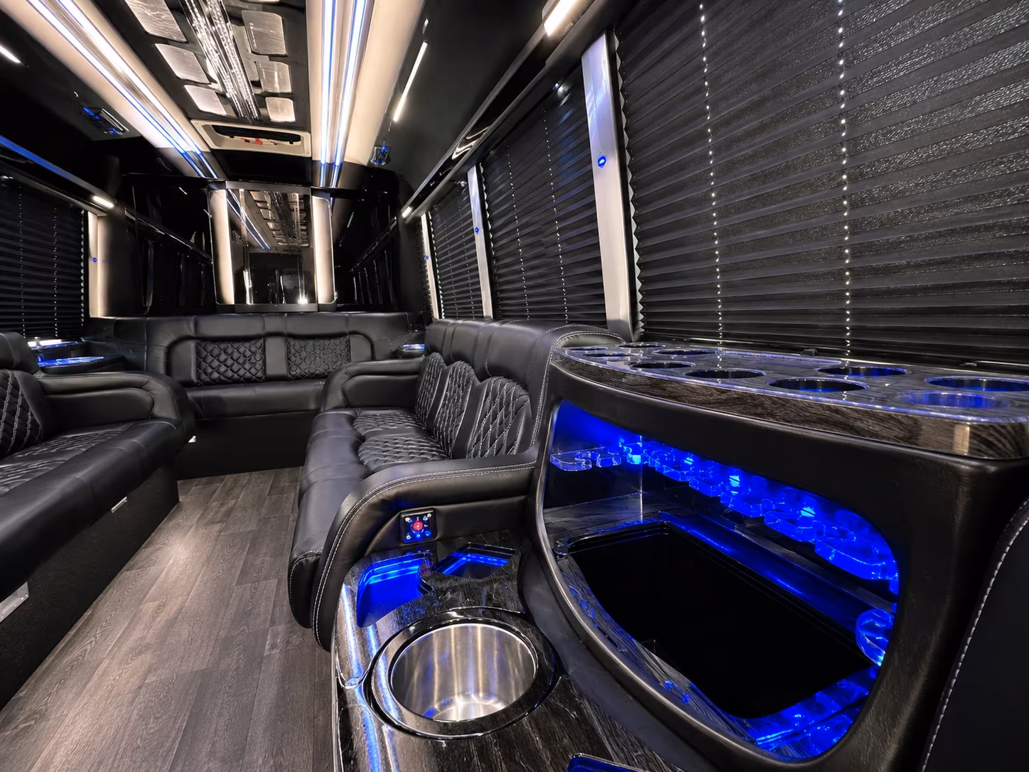 Pasadena Winery Tour & Pub Crawl Transportation party bus interior