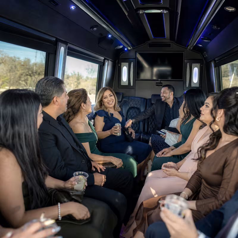 Black Mercedes Sprinter van staged for an Pasadena Private Event Transportation group