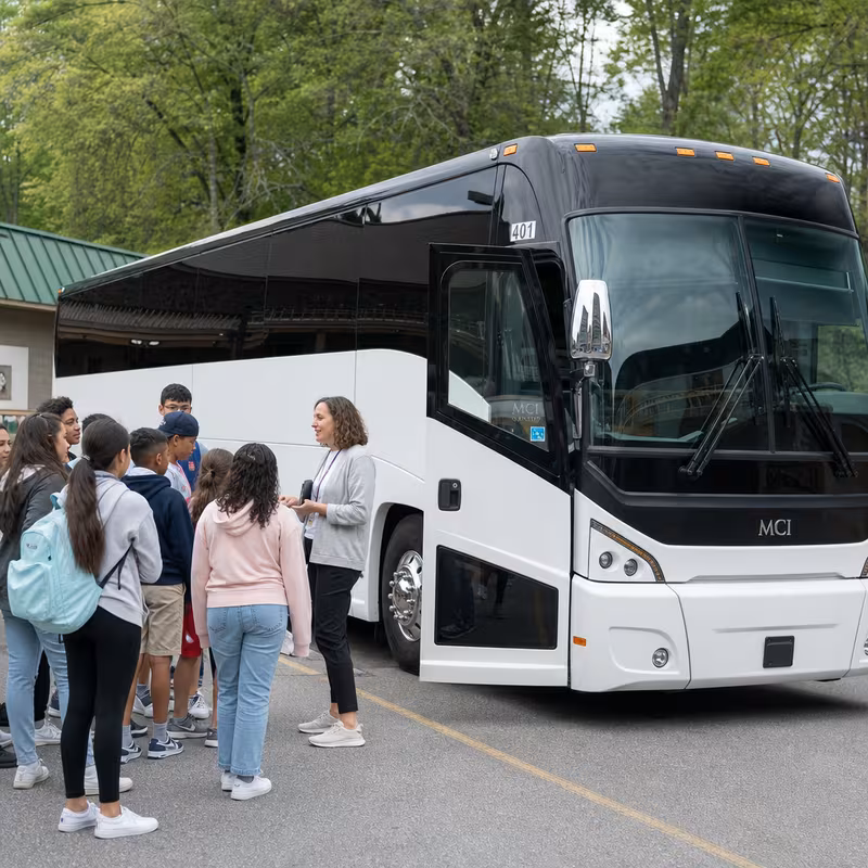 Black Mercedes Sprinter van staged for an Pasadena School Transportation group